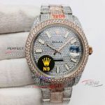 N9 Factory Fully Iced Out Rolex Datejust ii Two Tone Rose Gold Swiss Replica Watches 41mm 